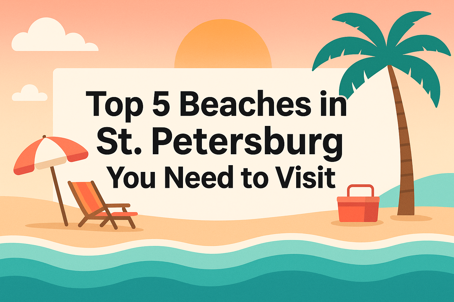 Aerial view of pristine St. Petersburg Florida beaches with white sand and clear Gulf waters